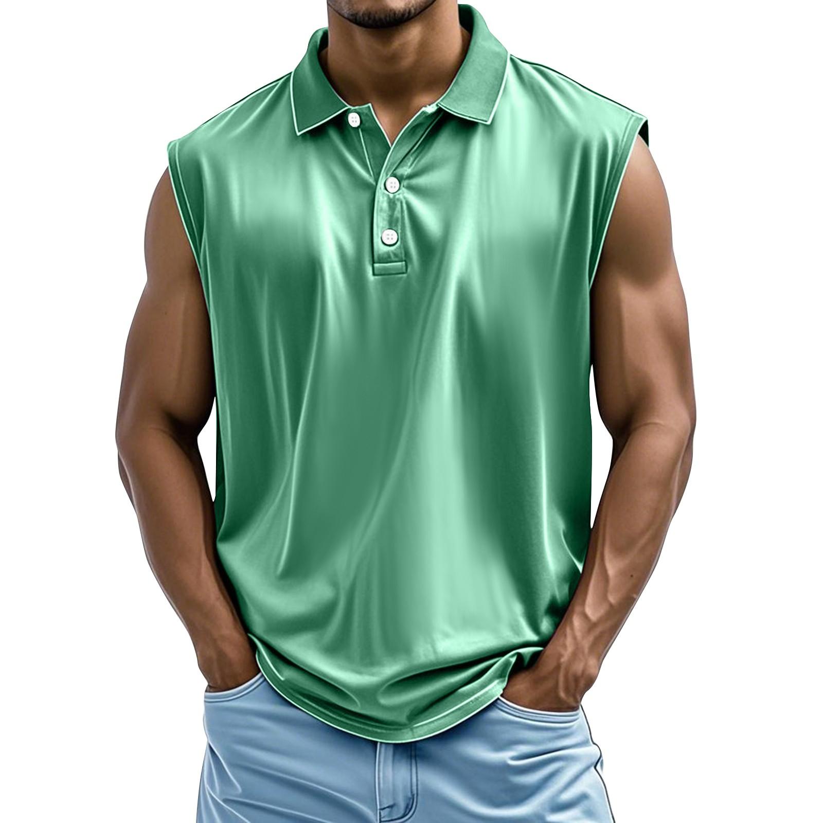 

Чоловічий літній однотонний спортивний жилет на ґудзиках з лацканами Чоловічий спортивний повсякденний жилет M зелений