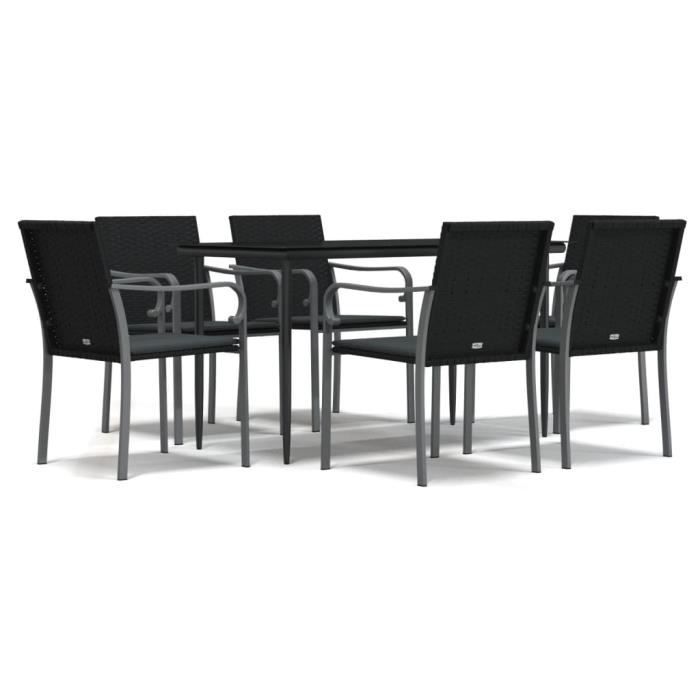VidaXL Ensemble à manger de jardin 7 pcs coussins résine tressée acier 3186944