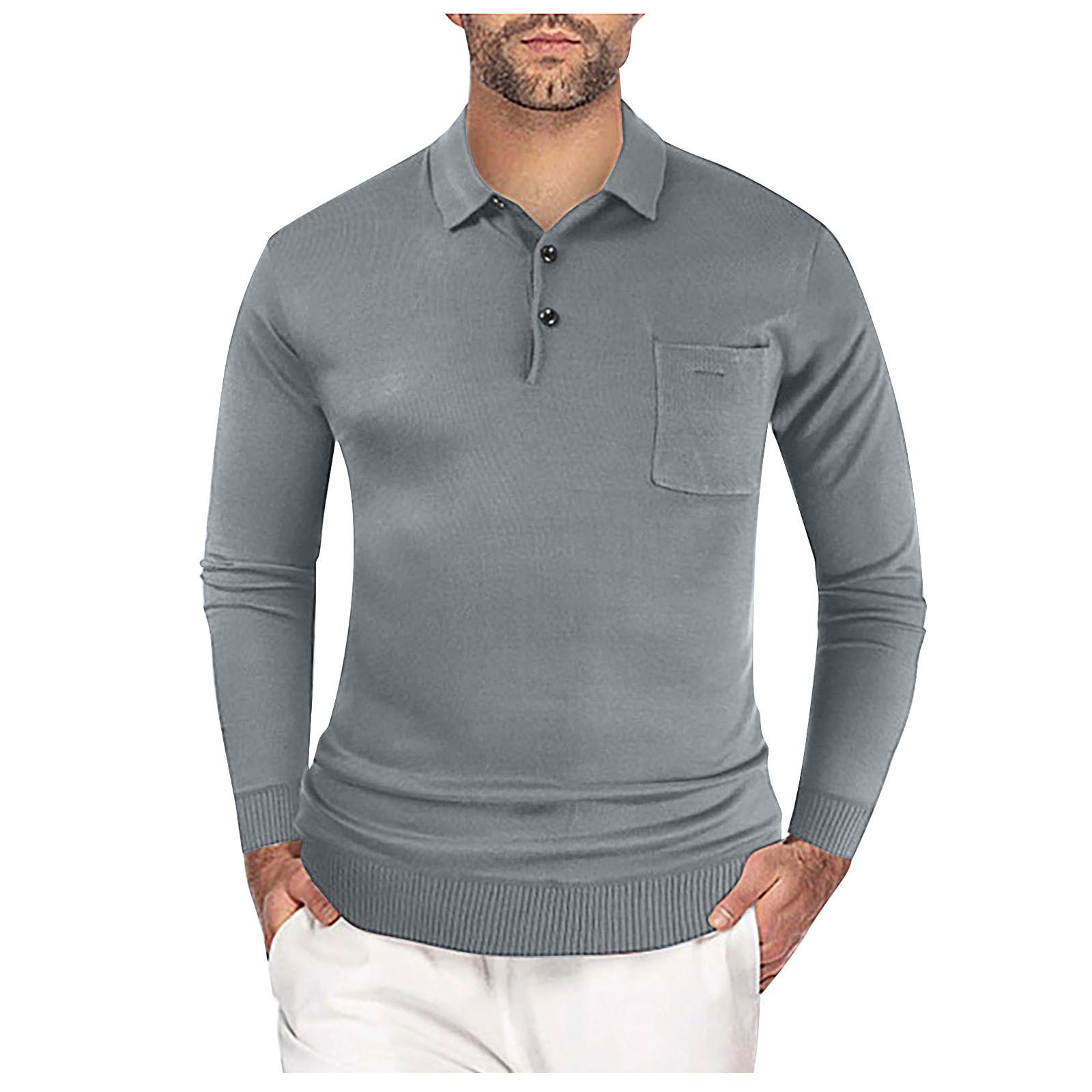 

Мужская супермягкая однотонная рубашка с длинным рукавом, модная рубашка для гольфа, униформа с длинным рукавом L