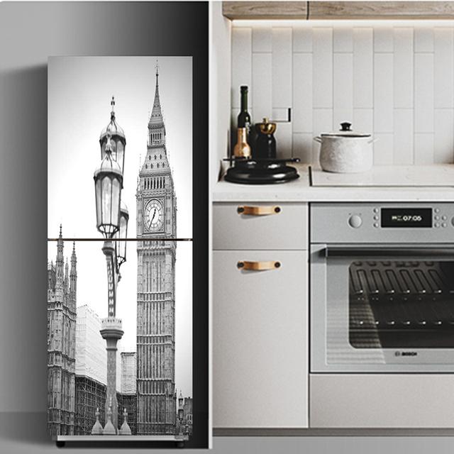 3D nálepky na ledničku Mountain Stream Kryt dvířek chladničky Krajina Vinyl Lepidlo Kuchyňský nábytek Dekor Zábal Nálepka s mrazákem