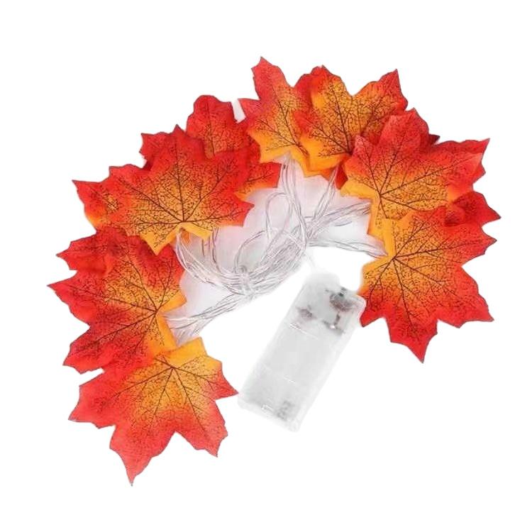 Autumn Thanksgiving Decor Maple Leaf String Lights Battery Powered Fairy Lights Wall Hanging Lamp Outdoor Halloween Decoration