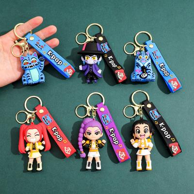 3D Printed Anime Movie Kpop Demon Hunters Girls Derpy Keychains Doll Cute Tiger Action Model Toy Collection Gifts