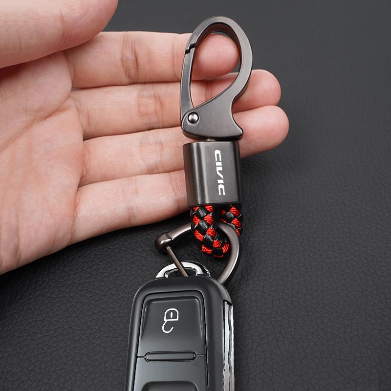 CPK1 Car Logo Key Chain Zinc Alloy Braided Rope Keyring Accessories For Honda Civic Fit Jazz Accord Pilot CRV Odyssey Passport City S