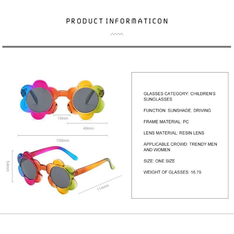 Kids Flower Sunglasses Rainbow Colorful Cute Round Kid Eyewear For Toddler Kids Boy Girls Outdoor Activities