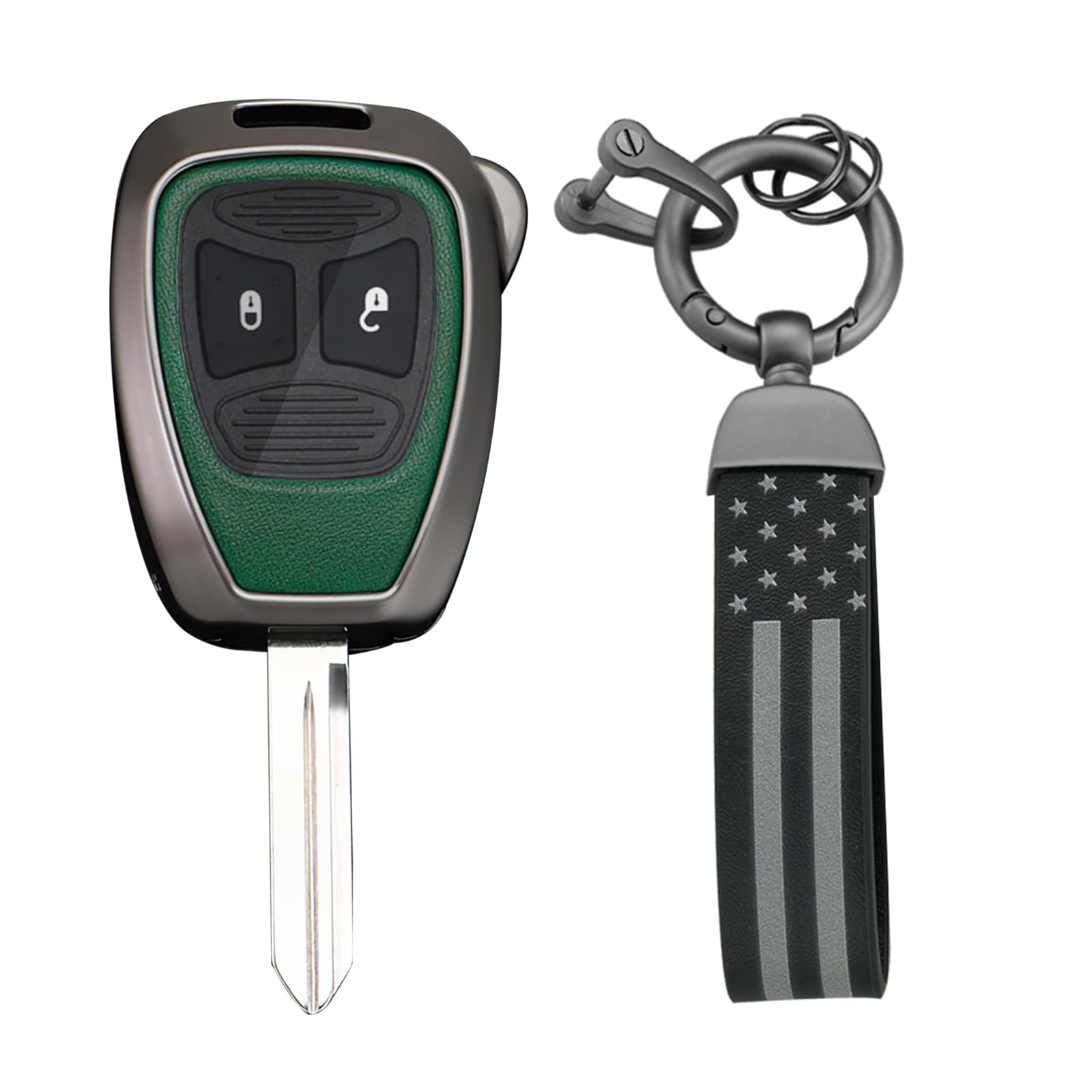 

KUNIO Чехол для ключа Jeep Plug-in Key Cover Key Chain для автомобиля Jeep Wrangler JK Jeep Wrangler Grand Cherokee Liberty Compass PU Leather Alloy Acce