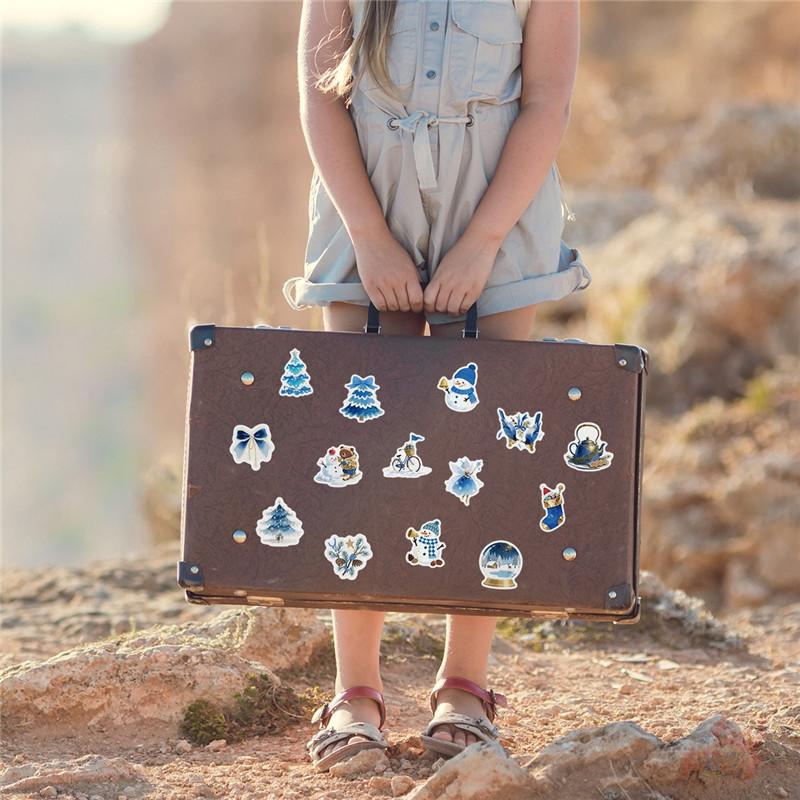 50Pcs/Set Blue Merry Christmas Series 03 Stickers DIY Fashion Waterproof Doodle Decals Stickers