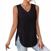 Spring and Summer V-neck Sleeveless Vest with Eyelets and Jacquard Top for Casual Women's T-shirts