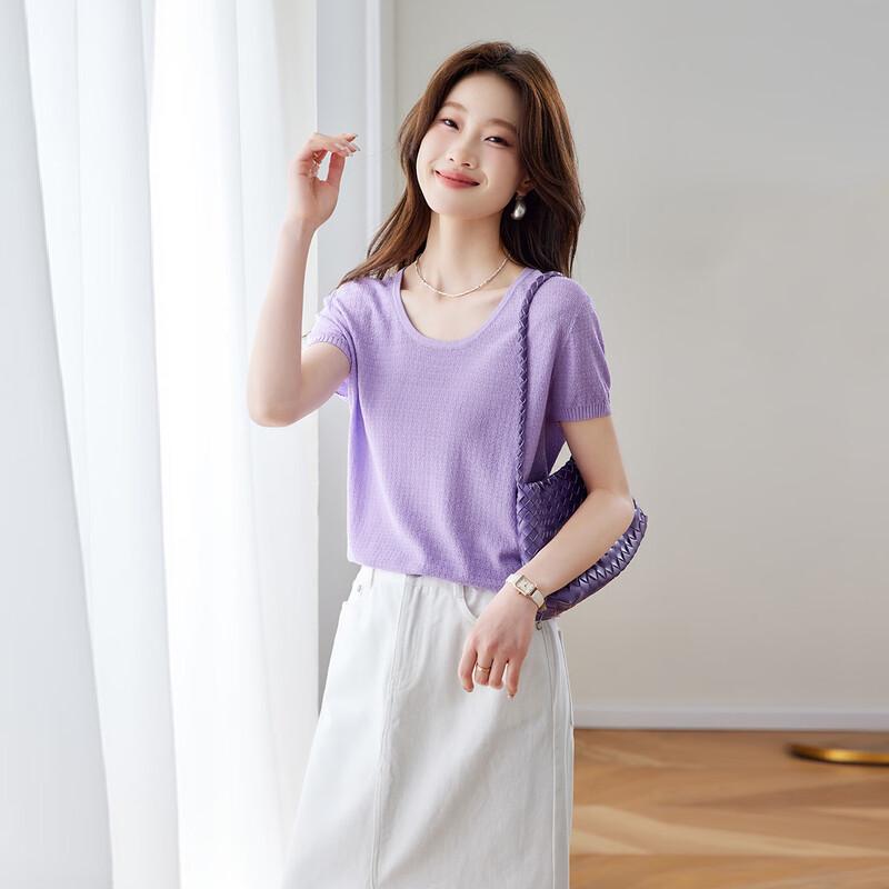 

Srcr Women s Textured Knit Short Sleeve T-Shirt M