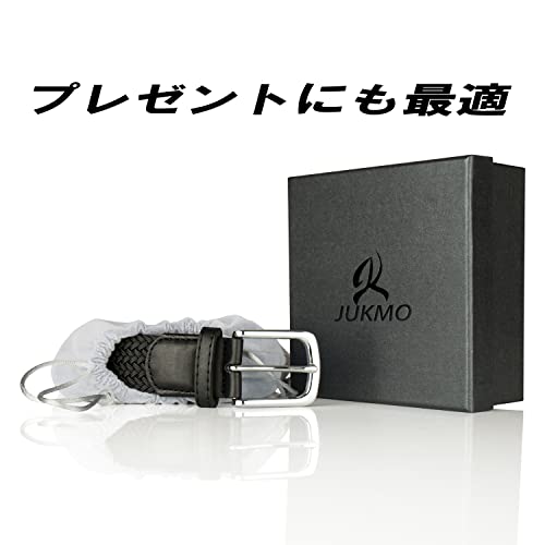 JUKMO Herrens Elastiska Nätbälte, Stretchbälte för Vardagskläder (Svart, M - Midjemått 80cm-90cm (Total längd 105 cm))