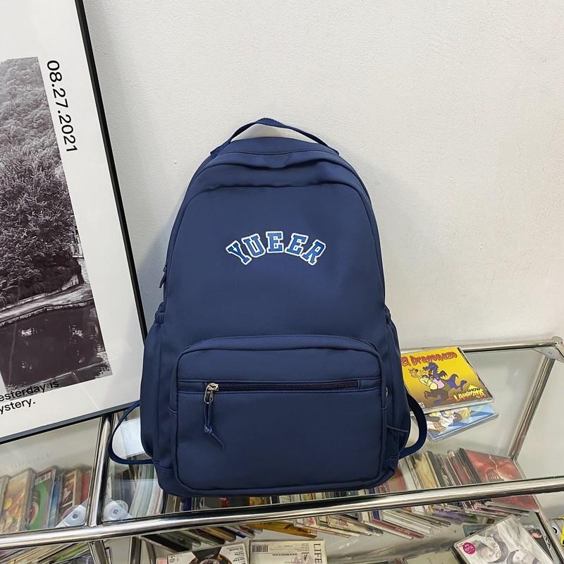 

Solid Simple Color Letter Pattern Student Casual Backpacks For Use Daily синий