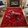 Red Horse with Ornate Floral Patterns Patterned carpet, non slip mat suitable for living room and bedroom sofas