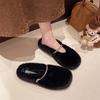 Simple and Beautiful Fluffy Slippers Women's New Autumn and Winter Outer Wear Velvet Flat Bottom with Skirt Bag Head Slippers