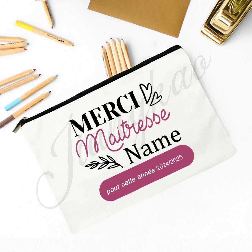 Personalized Makeup Bag Pencil Case Custom Teacher Name Stationery Bags Travel Toiletry Organizer Pouch Thanks Gift for Teacher