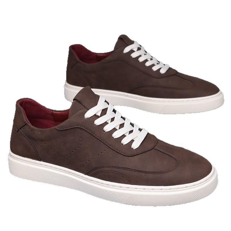 Men'S Plus Size Suede Casual Sneakers Round Toe Lace-Up Breathable Comfortable British Style Skateboarding Shoes Designer Shoes