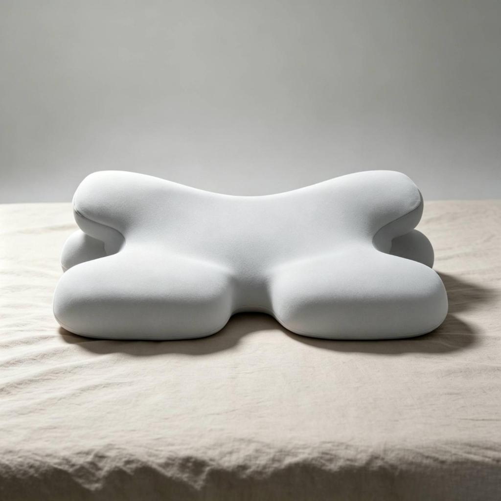 Cervical Support Pillow with Ice-Silk Cover Contoured for Bedroom, Back Sleepers