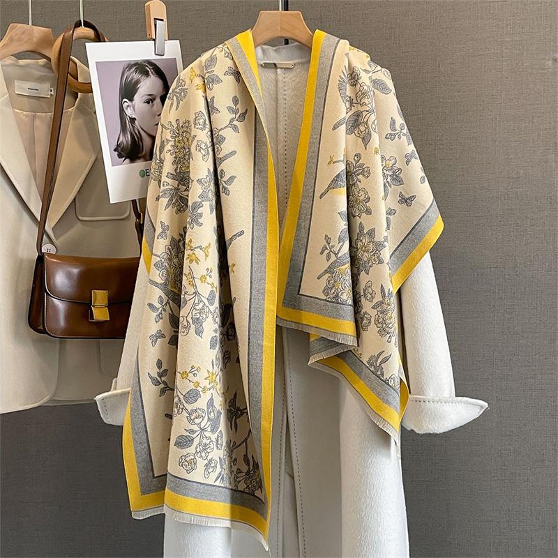Winter Warm Cashmere Scarf for Women Luxury Pashmina Shawl Wrap Neckerchief Female Bufanda Echarpe Design Poncho Stoles