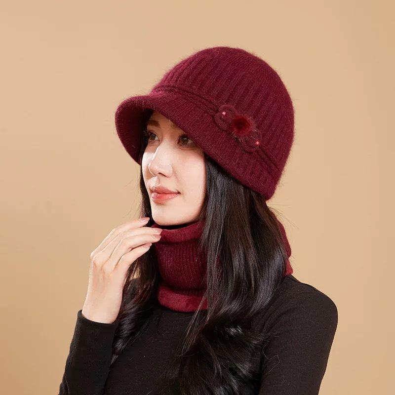 Bucket Hat Autumn Hat Ladies Winter Warm Wool Hat Basin Hat
