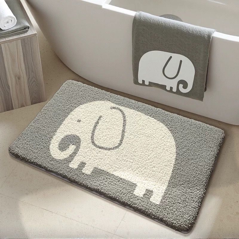 Bathroom door absorbent cartoon imitation cashmere toilet carpet toilet door mat toilet non-slip floor mat