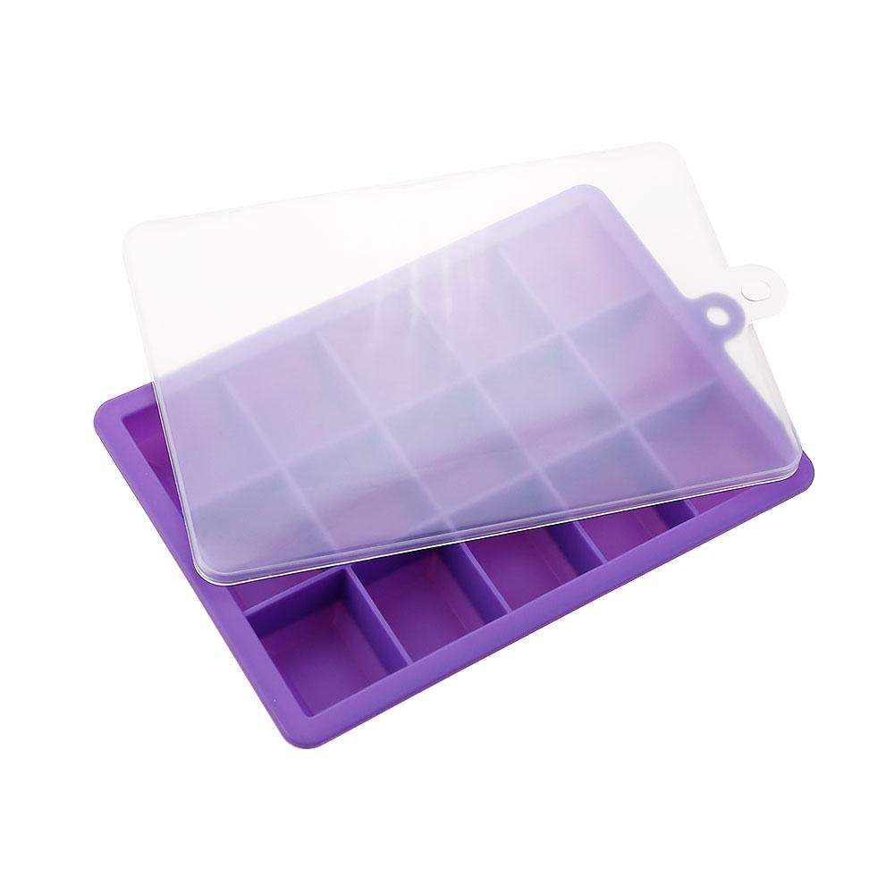 Silicone World Silicone Ice Cube Mold 15/24 Grids Square With Lids Trays Icecream Cold Drinks Whiskey Cocktails Tools Ice Mold 6