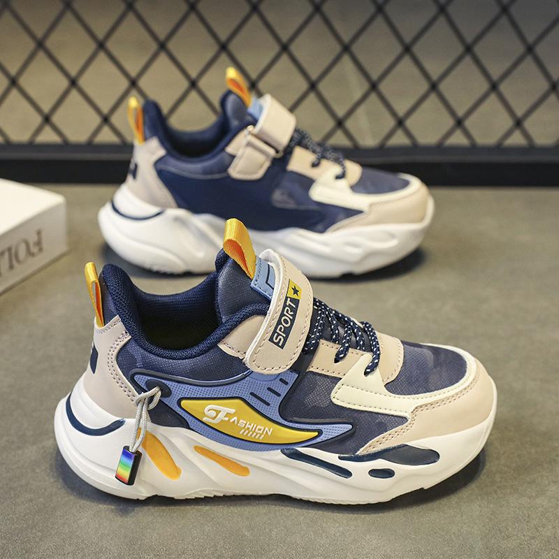 Hot-selling classmates Boys Spring and autumn leather surface breathable non-slip thick-soled students casual running children's sports shoes