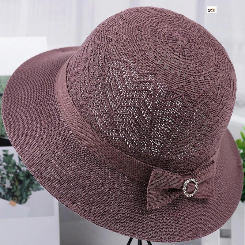 WTEMPO Spring Summer Solid Color Foldable Sunscreen Bucket Hats Wide Brim Travel Beach Breathable Bow Sun Hats