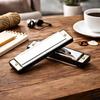 1pc Metal 10 Holes Chromatic Harmonica Black/Golden/Silvery Standard Vocal Range Portable Beginner's Introductory Instrument YMY