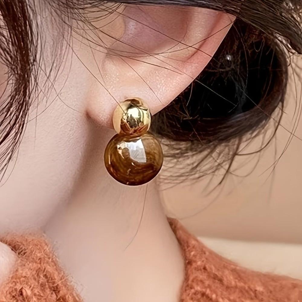 Pendant Vintage Women's Earrings Light Luxury Amber Ear Stud Romantic Amber Color Earrings Wedding