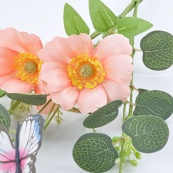 Yousheng Artificial Wildflowers Bouquet Fake Flower Eucalyptus Stem with Butterfly Faux Silk Floral Arrangement for Farmhouse Table Centerpiece Home