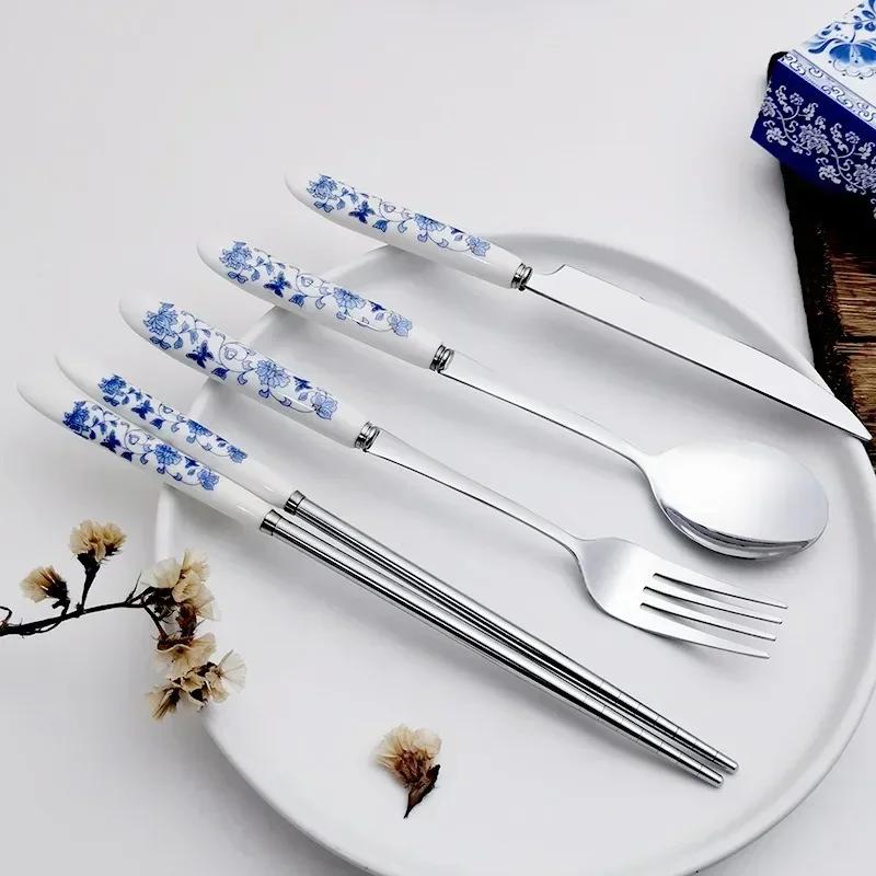 Personalized Laser Engraving Patterns Portable Creative Stainless Steel Korean Chopsticks and Spoon, Cartoon Children Gift