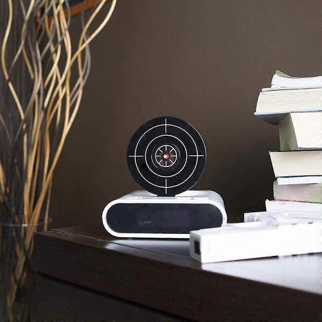 SCSYV Target wake-up alarm clock, creative gun shooting alarm personalized 12-hour digital display, suitable for sleepers,  for boys and girls (White)