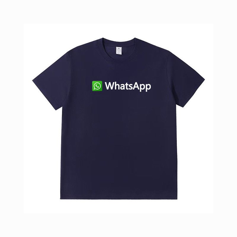 Pánská a dámská trička s krátkým rukávem pro platformu rychlých zpráv kolem společnosti WhatsApp, letní pracovní oděvy z čisté bavlny