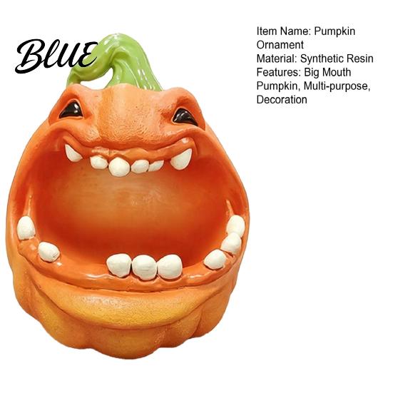 Pumpkin Candy Holder Big Mouth Storage Box Halloween Figurine Resin Jewelry Tray Key Tray Trinket Keys for Home Office Desk Decor