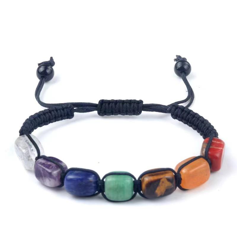 Firkantede perler 7 Chakra Behandling Krystallarmbånd Yogastein Justerbart armbånd Meditasjon Avslapning Angst Damearmbånd