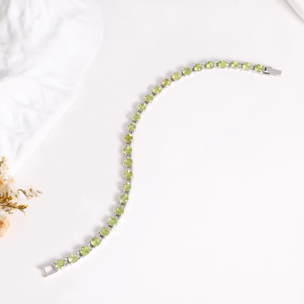 Luxury Design Natural Green Peridot Bracelet 925 Silver Jewelry for Women Wedding & Banquet & Holiday Gifts