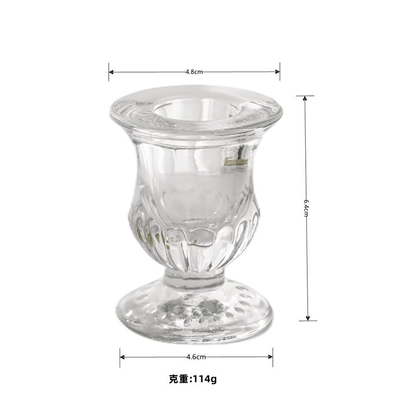 European Simple Glass Candlestick Household Pole Wax Base Romantic Dining Table Creative Home Decoration
