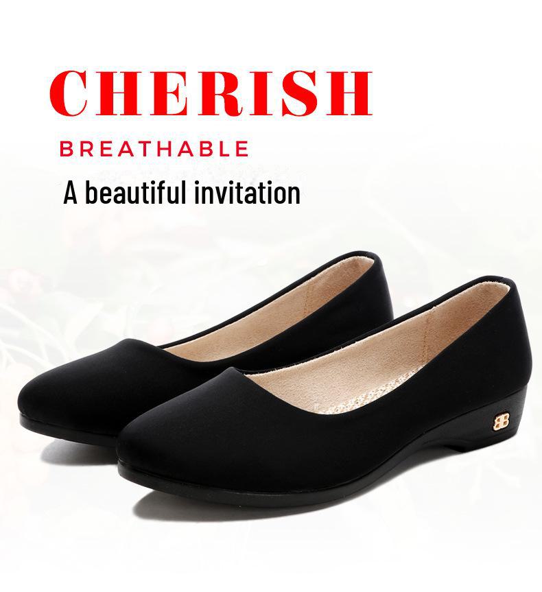 Pantofi de lucru negri cu talpă moale pentru femei - confortabili, respirabili și profesionali în stil vechi Beijing