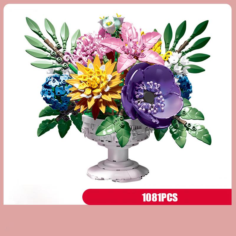 High-Quality Creative High-Quality 1081Pcs High-Quality Flower High-Quality Garden High-Quality Bonsai High-Quality Building High-Quality Blocks