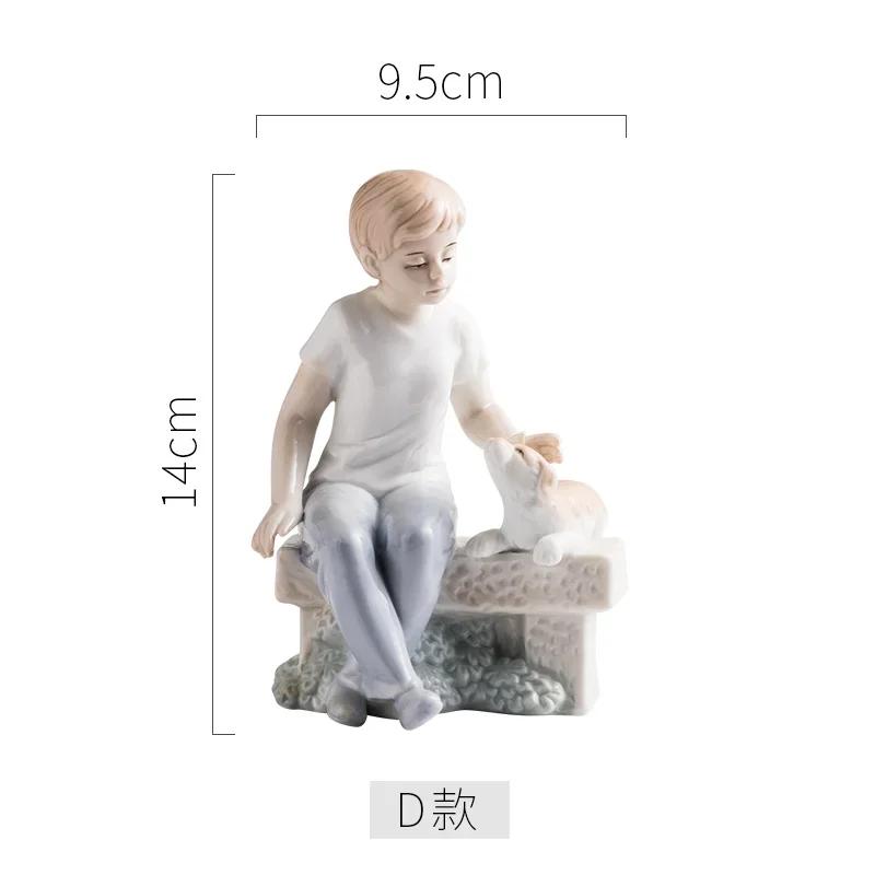 Painted Ceramic Family Figure Statue Decorative Figurines Quality Porcelain Crafts Portrait Sculpture Home Decoration Modern