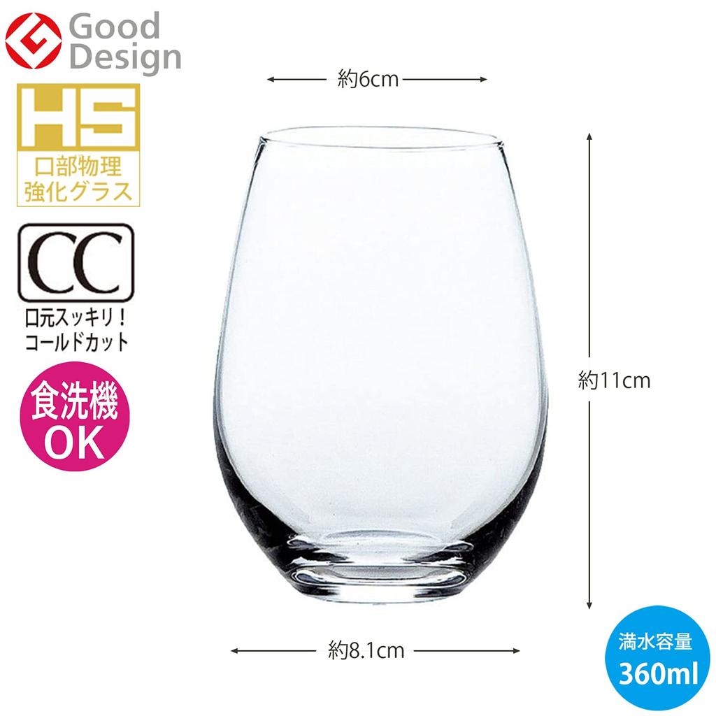 Toyo Sasaki Glass Tumbler Glass Water Variation 12 Tumbler 360ml Set of 3 Made In Japan Dishwasher Safe Good Design Award Glass Cup Beer Glass