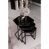 Master Hexagon Black Metal Black Glass 3-piece Nesting Table