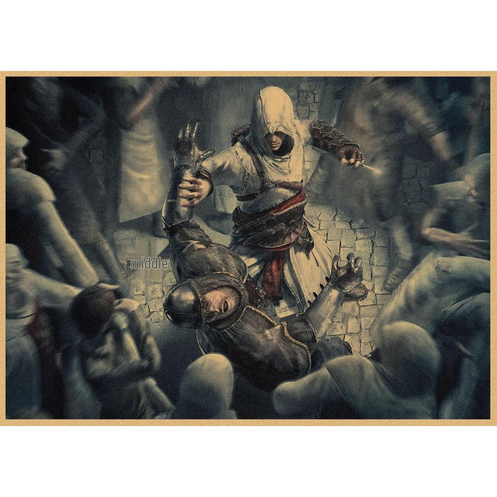 Assassin's Creed Retro Kraft Paper Wall Poster Mural 250