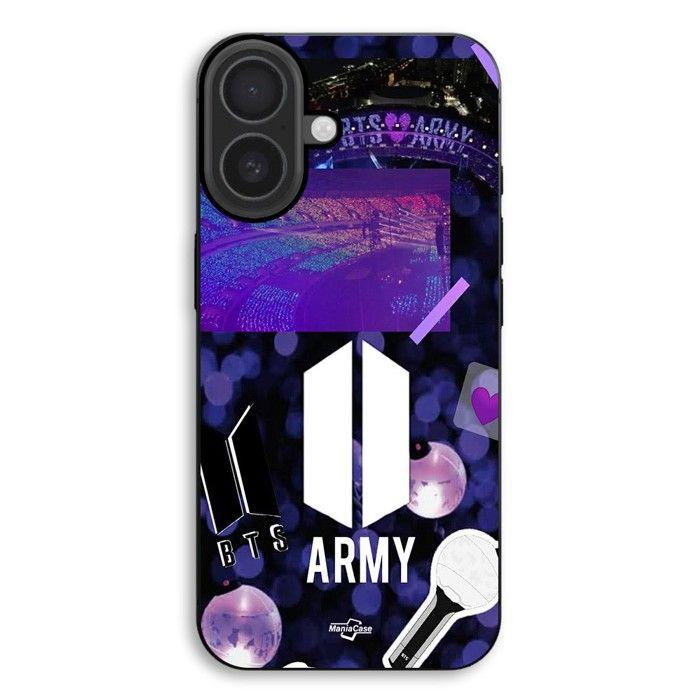 Coque de téléphone - MANIACASE - iPhone 17 - Silicone TPU - Noir - BTS army logo