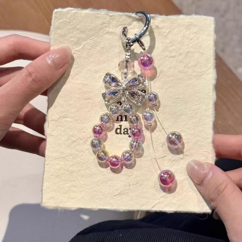 Schmetterling Mond Stern Zirkon Perlen Quaste Schlüsselanhänger Für Frauen Koreanische Perle Schleife Wassertropfen Handgefertigt Kette Tasche Schlüssel Anhänger Zubehör
