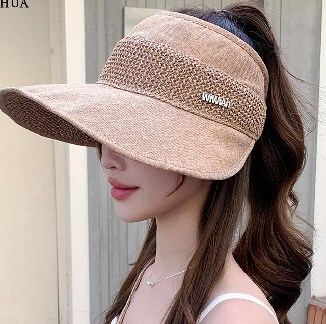 

Summer Hats For Women Sun Hat With Bow Empty Top Breathable Sunscreen Foldable Sunhat Beach Accessories Outdoor Casual Sunshade 56-58cm хаки