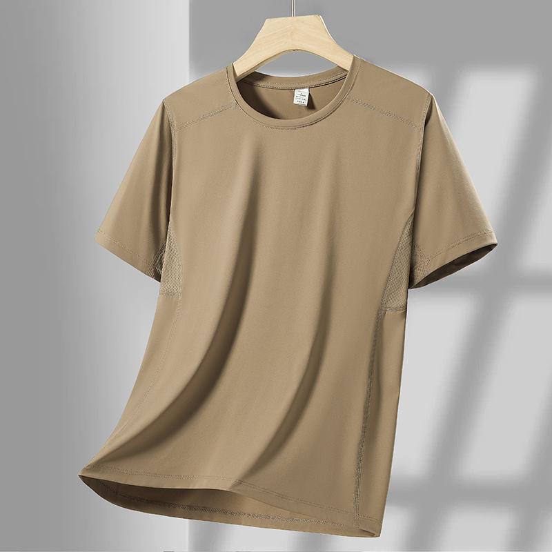 Quick-drying Short-sleeved Men's Ice Silk Thin Round-neck Casual Top Breathable Half-sleeved T-shirt Men's Sports Short-sleeved