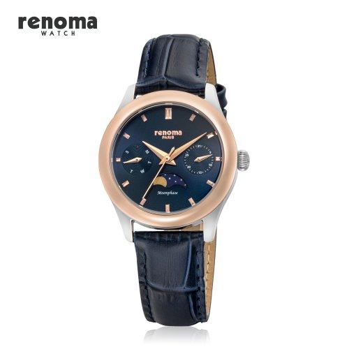 [RENOMA WATCH] RENOMA WATCH Moonphase Women s Leather Watch Blue RE2004L_BU none