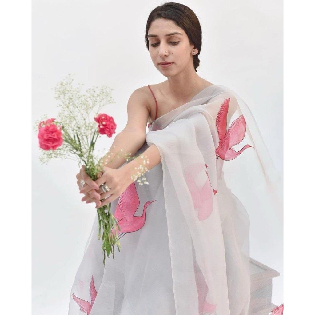 Stylish Casual Wear & Office Wear Saree for Women, Blouse (Need To Be Stitched As Per Size And Fit)