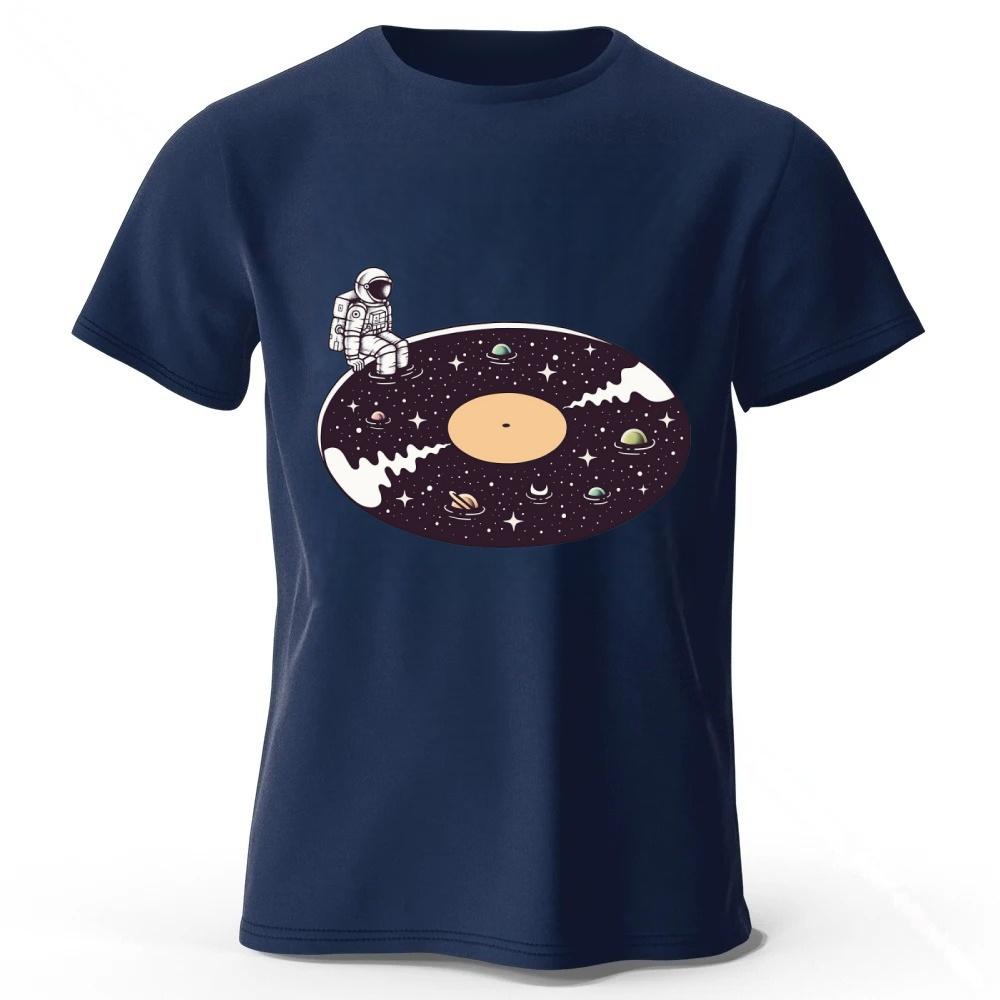 Summer New Universe Vinyl Record Music Pure Cotton Tshirt for Menwomen Fashion Casual Plus Size Loose Short Sleeved Soft Top