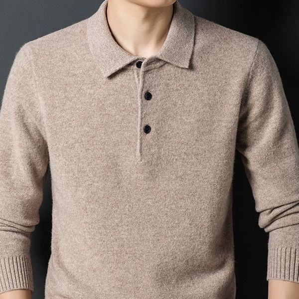 

Весенне-осенний деловой повседневный мужской свитер-поло среднего возраста, свободный свитер для папы S