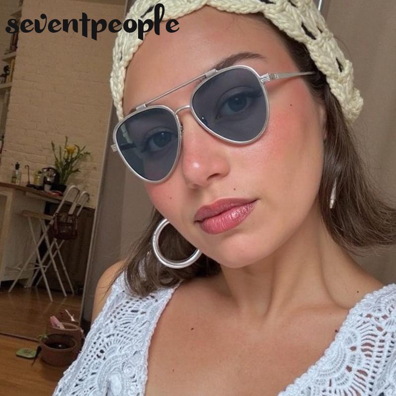 Vintage Oval Punk Pilot Sunglasses Women  Luxury Brand Classic Steampunk Metal Frame Sun Glasses For Ladies UV400 Eyewear